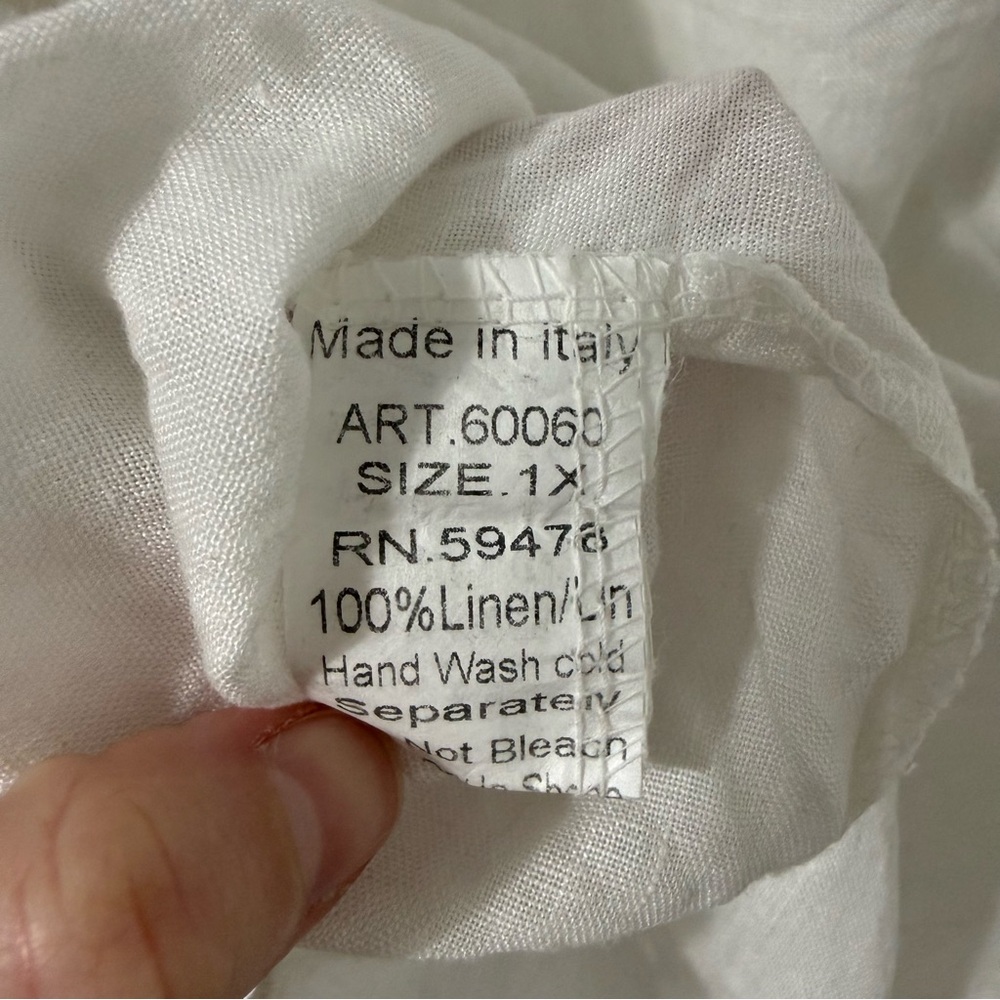 Lungo L’arno Linen Top Blouse White Women’s Size 1X Made In Italy Beach - Picture 4 of 5